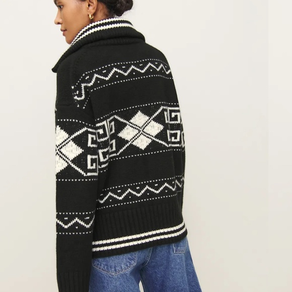 Reformation Mariposa Regenerative Wool Sweater Coat Black - Size XS - Picture 3 of 5